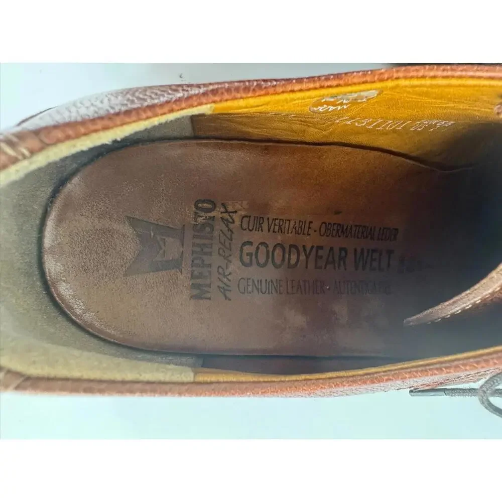 MEPHISTO 'Marlon' Brown Plain Toe Derby Oxfords Size US 7